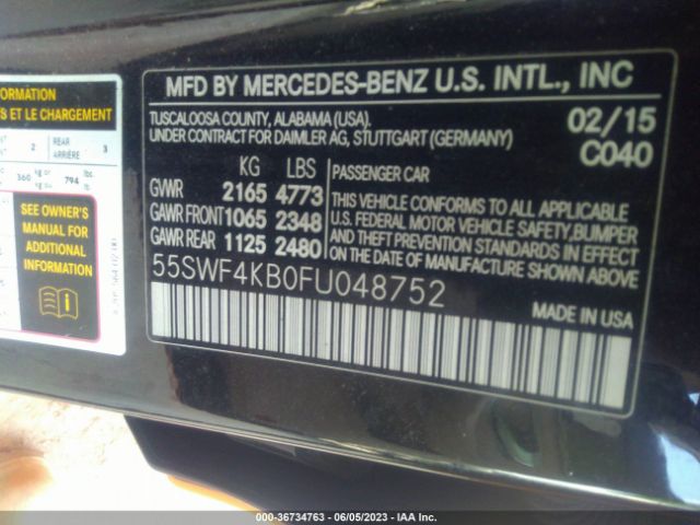 55SWF4KB0FU048752 Mercedes-Benz C-class C 300