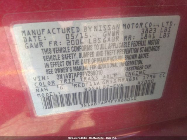 3N1AB7AP9FY288010 Nissan SENTRA SV