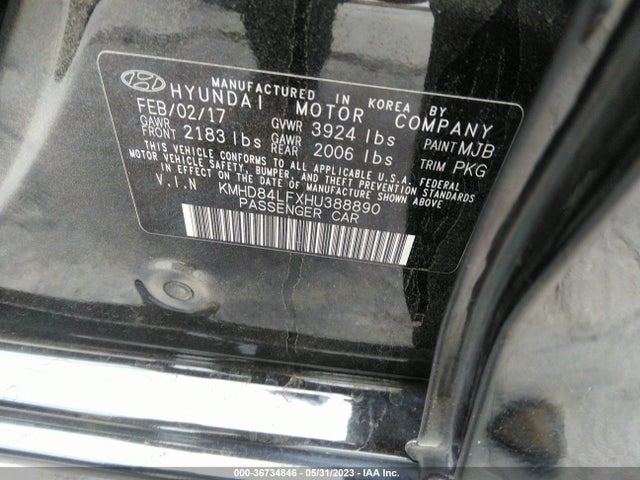 Hyundai ELANTRA SE 2017 KMHD84LFXHU388890 Image 10