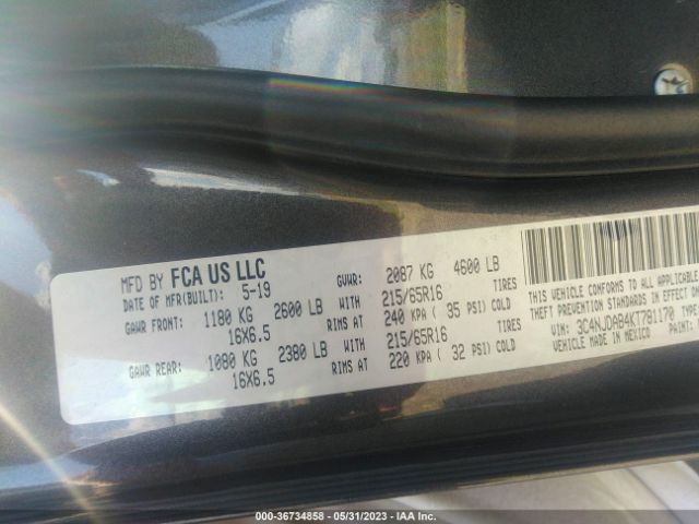 3C4NJDAB4KT781170 Jeep Compass Sport