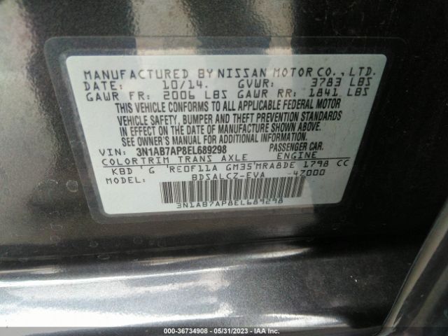 3N1AB7AP8EL689298 Nissan SENTRA S