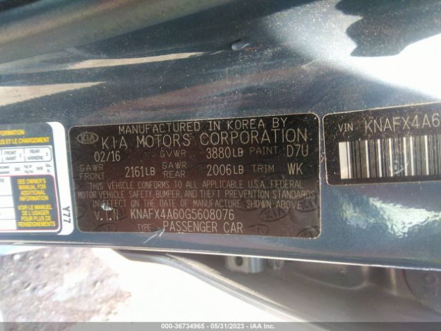 KNAFX4A60G5608076 KIA FORTE LX