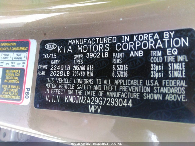 KIA Soul Base 2016 KNDJN2A29G7293044 Image 10