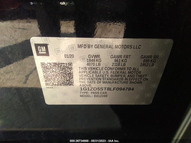 Chevrolet MALIBU LT 2020 1G1ZD5ST8LF094784 Image 8