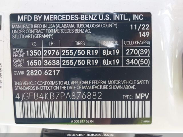 4JGFB4KB7PA876882 Mercedes-Benz Gle Gle 350