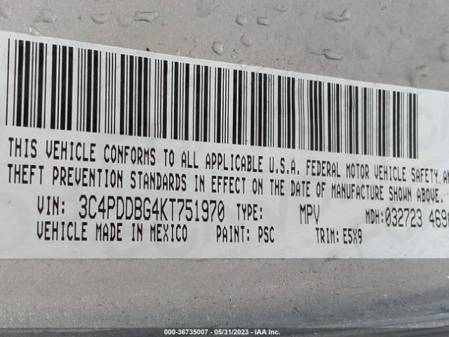 3C4PDDBG4KT751970 Dodge JOURNEY SE