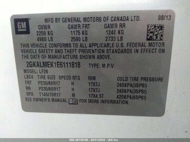 2GKALMEK1E6111818 GMC Terrain Sle