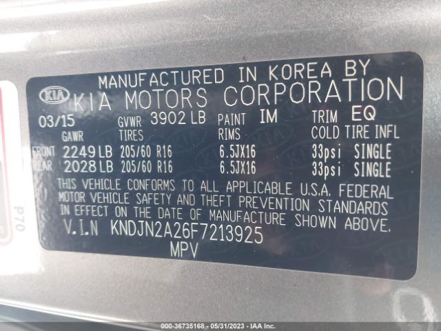 KNDJN2A26F7213925 KIA Soul Base