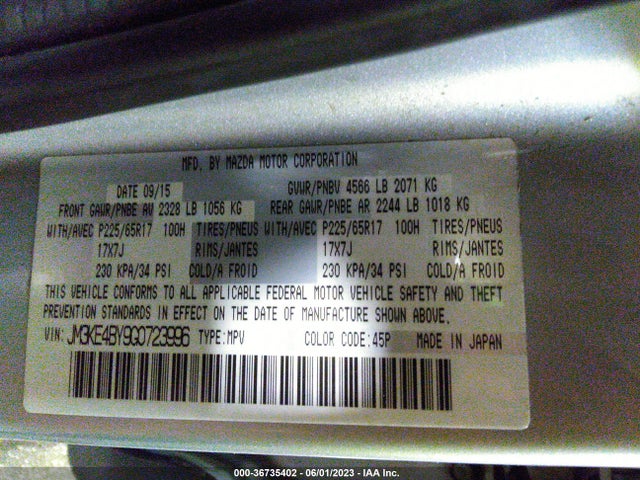 Mazda CX-5 SPORT 2016 JM3KE4BY9G0723996 Image 9