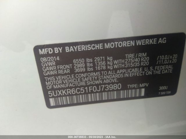 5UXKR6C51F0J73980 BMW X5 Xdrive50i