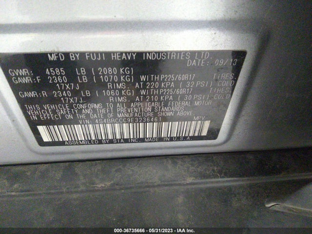 4S4BRCCC9E3236461 Subaru Outback 2.5i Premium