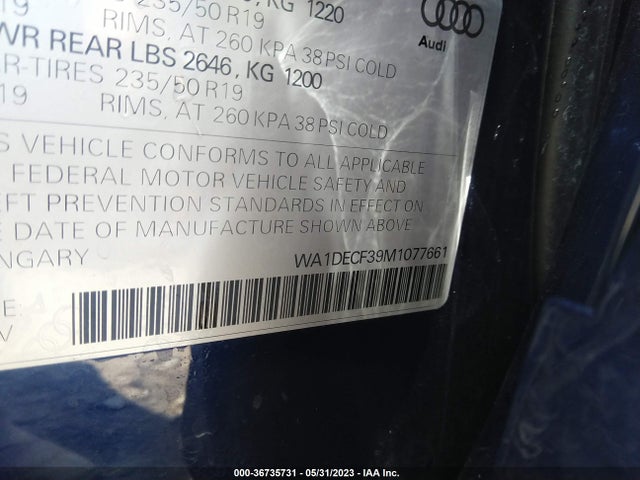 WA1DECF39M1077661 Audi Q3 S Line Premium