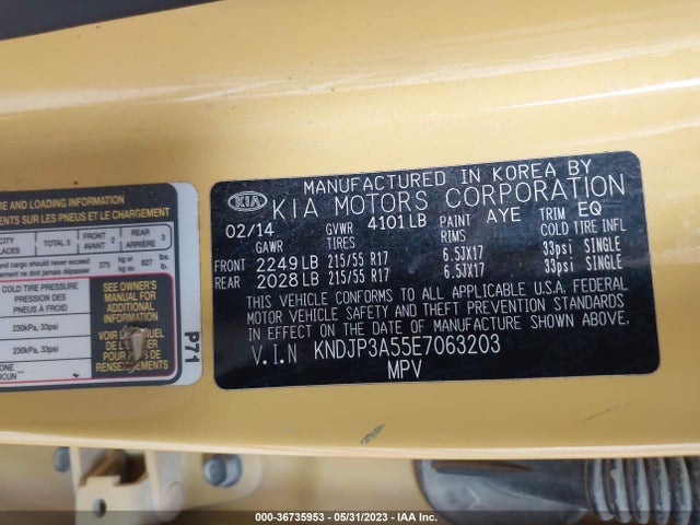 KIA SOUL + 2014 KNDJP3A55E7063203 Image 9