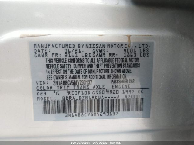 3N1AB8CV5MY293137 Nissan SENTRA SV