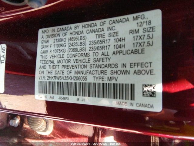Honda CR-V LX 2019 2HKRW6H35KH206055 Image 9