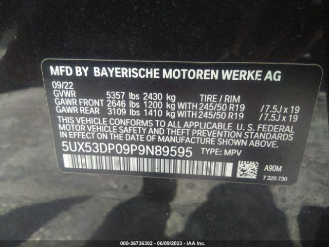 5UX53DP09P9N89595 BMW X3 Xdrive30i