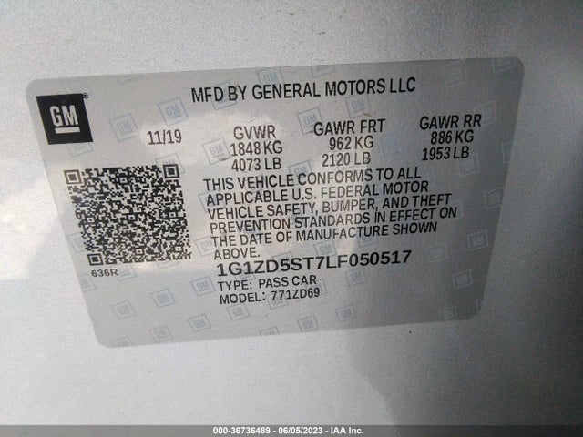 Chevrolet MALIBU LT 2020 1G1ZD5ST7LF050517 Image 9