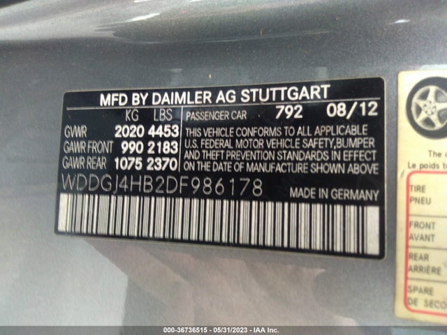 2013 MERCEDES-BENZ C-CLASS C 250 VIN: WDDGJ4HB2DF986178