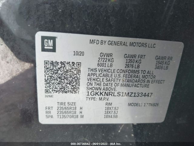 1GKKNRLS1MZ133447 GMC ACADIA SLE
