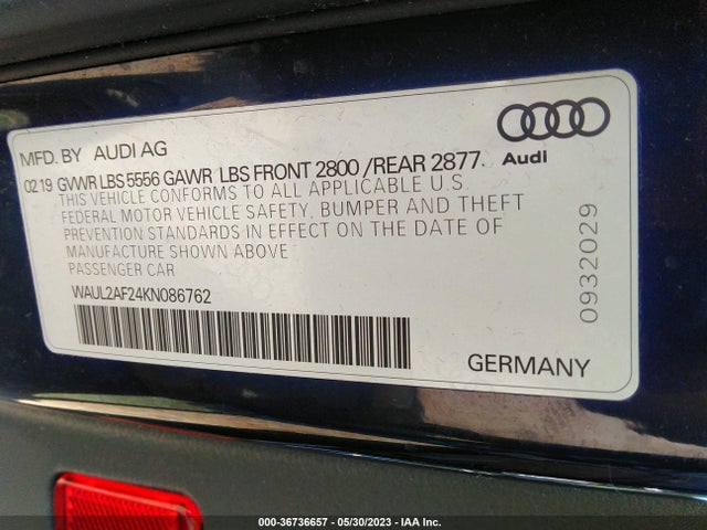 WAUL2AF24KN086762 Audi A6 Premium Plus