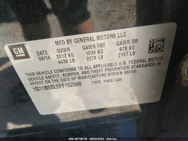 Chevrolet MALIBU LS 2015 1G11B5SL5FF162949 Image 11