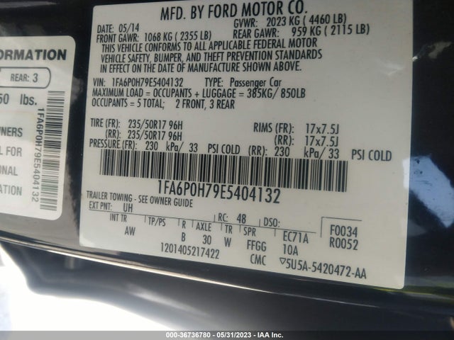 Продажа на аукционе авто 2014 Ford Fusion Se, vin: 1FA6P0H79E5404132, номер лота: 36736780