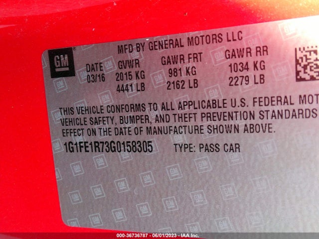 Chevrolet Camaro 1ss 2016 1G1FE1R73G0158305 Image 9