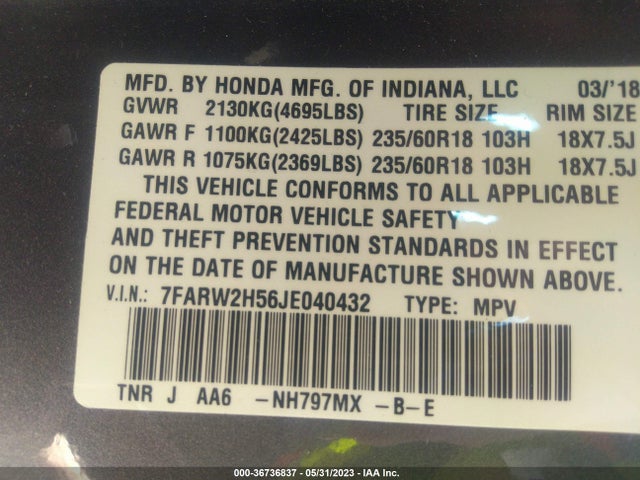 Honda CR-V EX 2018 7FARW2H56JE040432 Image 9