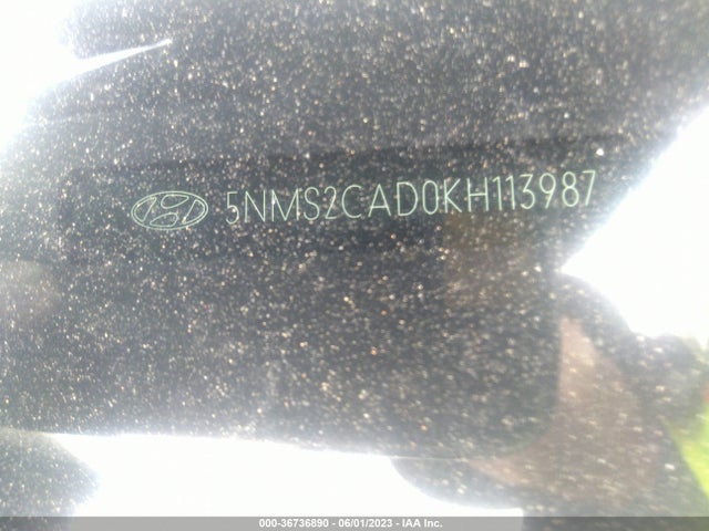 2019 HYUNDAI SANTA FE SE VIN: 5NMS2CAD0KH113987