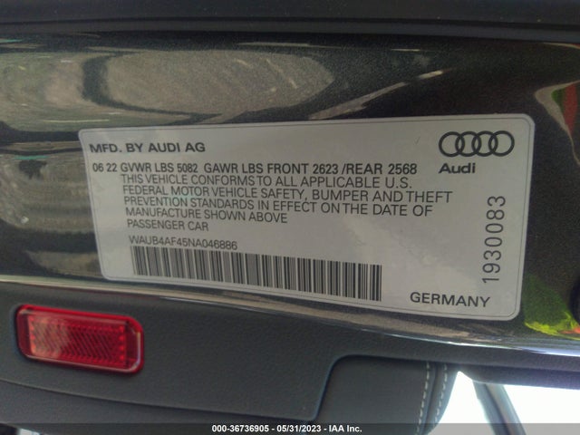 2022 Audi S4, VIN: WAUB4AF45NA046886