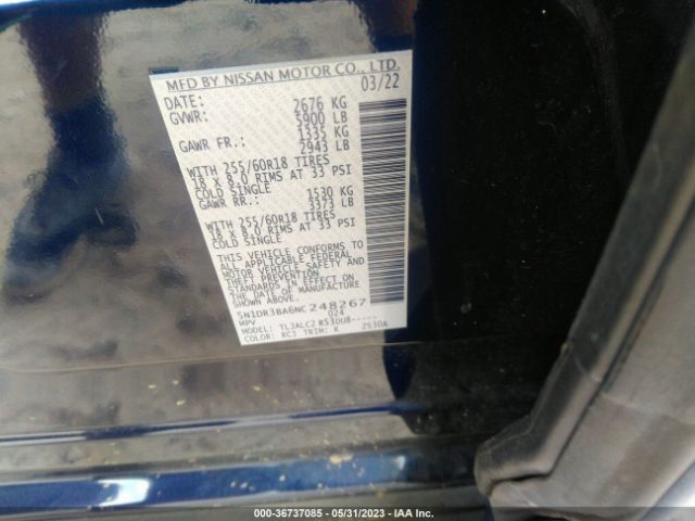 5N1DR3BA6NC248267 Nissan Pathfinder Sv
