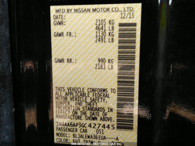 1N4AA6AP3GC427445 Nissan Maxima 3.5 Sl