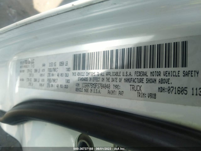 2015 RAM 1500 TRADESMAN VIN: 1C6RR7SM3FS784040