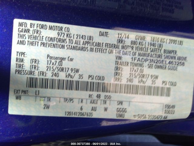 1FADP3N20EL463258 Ford Focus Titanium