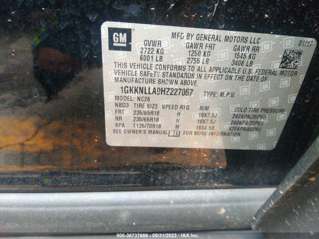 1GKKNLLA9HZ227067 GMC ACADIA SLE