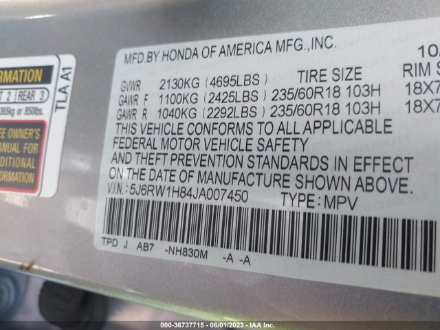Honda Cr-v Ex-l 2018 5J6RW1H84JA007450 Image 9