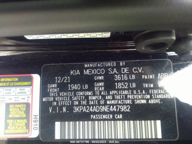 3KPA24AD9NE447982 KIA RIO S