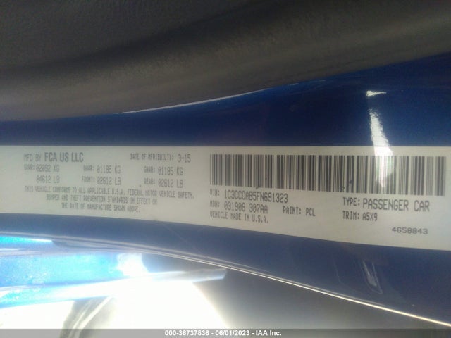 2015 CHRYSLER 200 LIMITED VIN: 1C3CCCAB5FN691323
