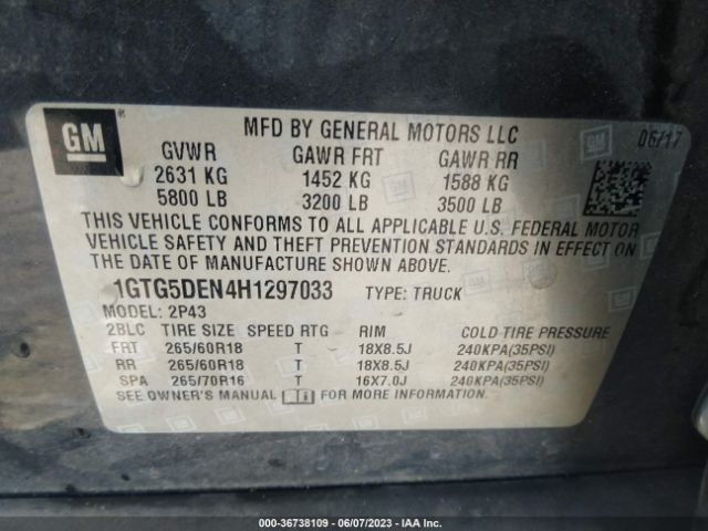 1GTG5DEN4H1297033 GMC Canyon 2wd Slt
