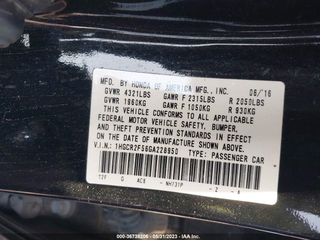 Honda Accord Sedan Sport 2016 1HGCR2F56GA228950 Image 9
