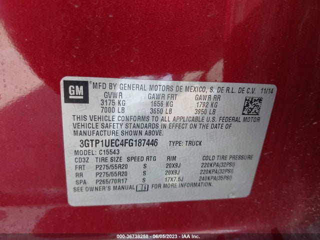 GMC Sierra 1500 Sle 2015 3GTP1UEC4FG187446 Image 9