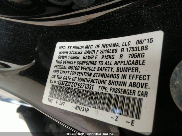 Honda Civic Sedan Lx 2015 19XFB2F51FE271331 Image 10