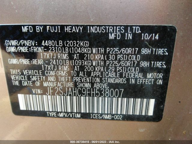 JF2SJAHC9FH538007 Subaru Forester 2.5i Limited