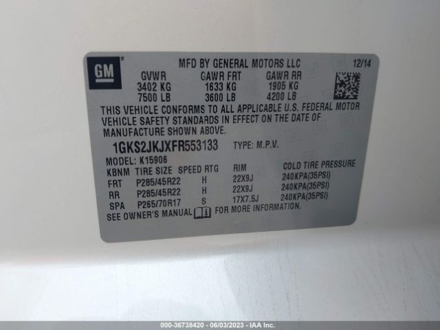 1GKS2JKJXFR553133 GMC YUKON XL DENALI