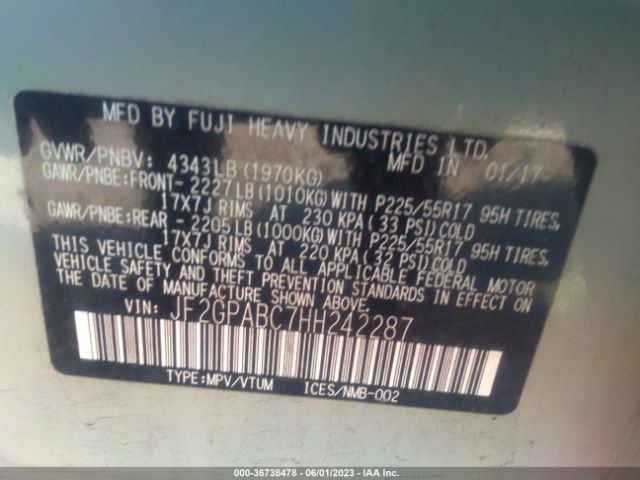 JF2GPABC7HH242287 Subaru Crosstrek Premium