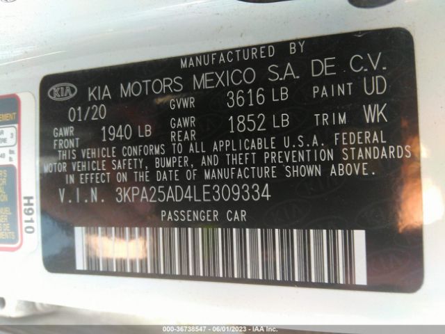 3KPA25AD4LE309334 KIA Rio 5-door S