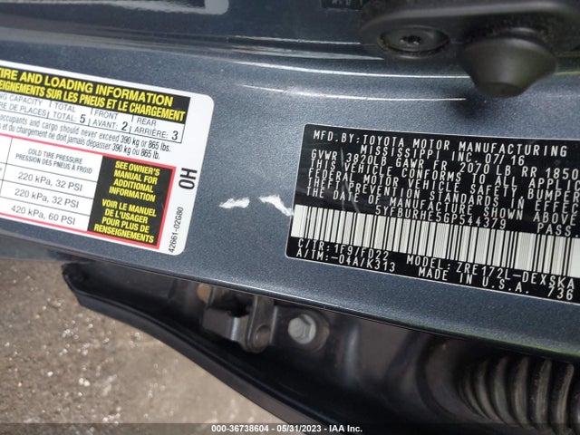 Toyota Corolla L/le/s/s Plus/le Plus 2016 5YFBURHE5GP544379 Image 10