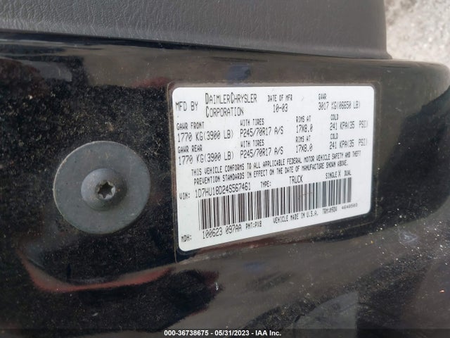2004 DODGE RAM 1500 SLT VIN: 1D7HU18D24S567461