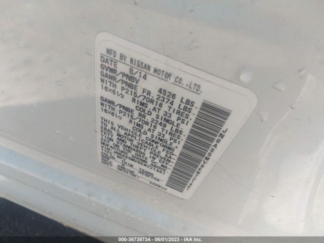 JN8AS5MV9EW721461 Nissan Rogue Select S