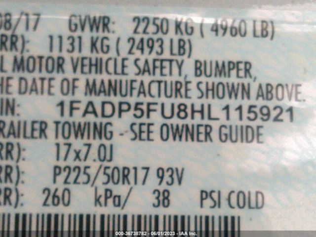 1FADP5FU8HL115921 Ford C-max Energi Titanium